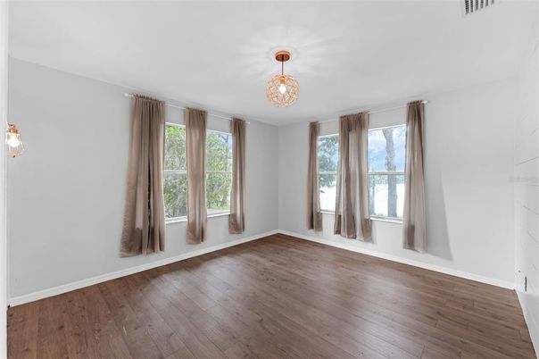 Chandelier, Empty room, Interior, Wood Texture Flooring