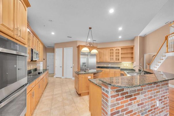 Interior, Kitchen, Pendant Lights, Recessed Lighting, Stainless Steel Appliances