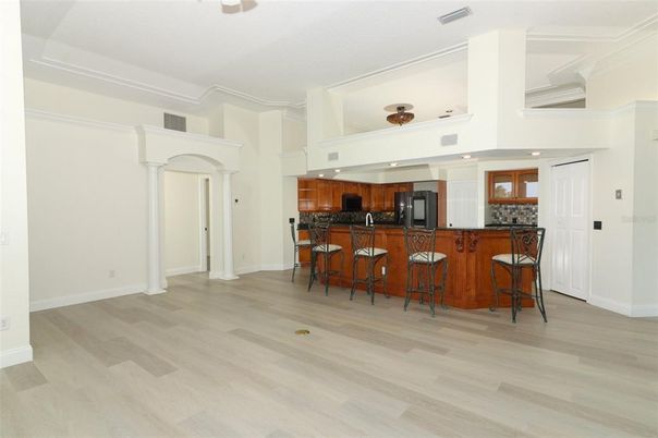 Interior, Kitchen, Recessed Lighting, Wood Texture Flooring