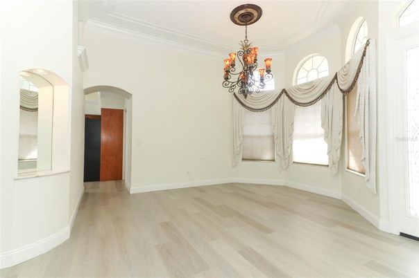 Chandelier, Empty room, Interior, Wood Texture Flooring