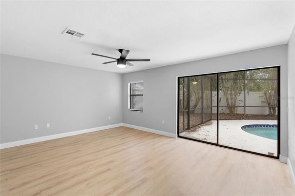 Empty room, Interior, Pool, Wood Texture Flooring