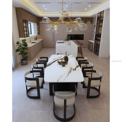 Dining room, Interior, Pendant Lights, Recessed Lighting