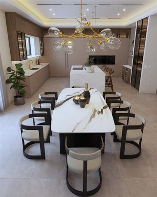 Dining room, Interior, Pendant Lights, Recessed Lighting