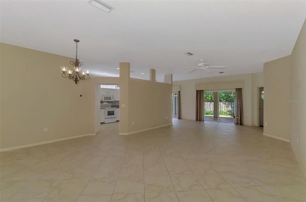 Chandelier, Empty room, Interior, Kitchen, Marble, Recessed Lighting