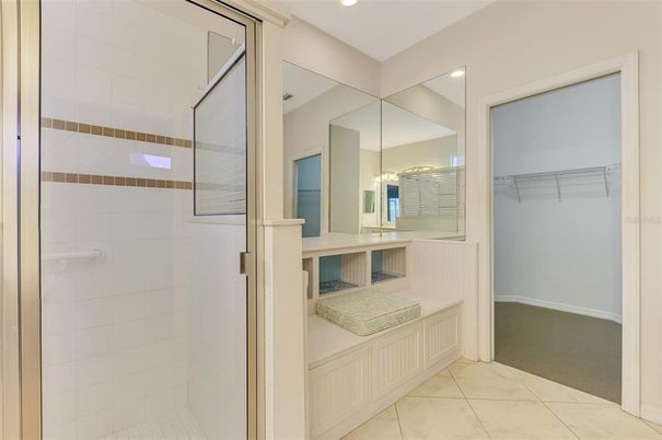 Bathroom, Glass Shower, Interior, Recessed Lighting, Walk-in Closets