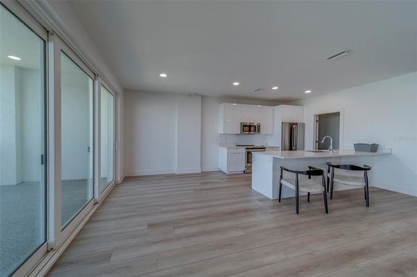 Interior, Kitchen, Recessed Lighting, Wood Texture Flooring