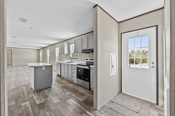 Interior, Kitchen, Recessed Lighting, Wood Texture Flooring