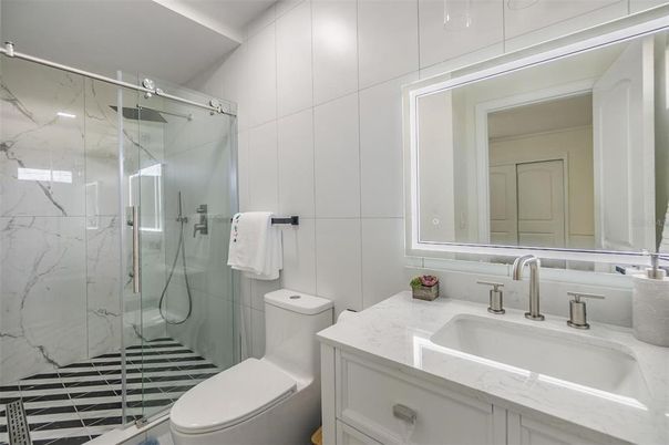 Bathroom, Glass Shower, Interior, Marble Walls
