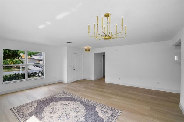 Chandelier, Empty room, Interior, Wood Texture Flooring