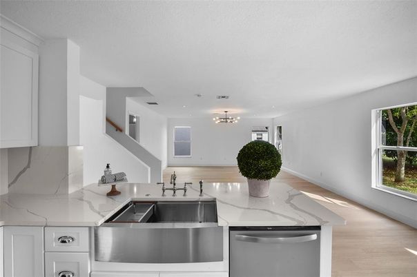 Interior, Kitchen, Stainless Steel Appliances, Wood Texture Flooring