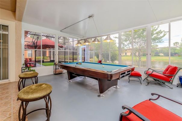 Billiard Table, Game Room, Interior, Pendant Lights