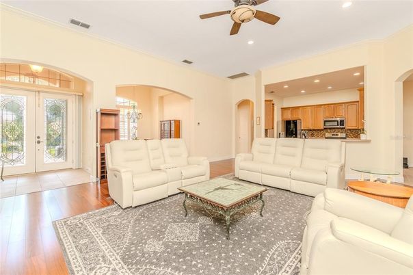 Interior, Kitchen, Living room, Recessed Lighting, Wood Texture Flooring