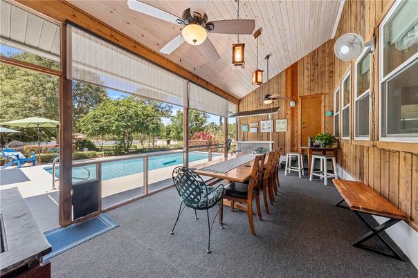 Dining room, Interior, Pool, Sun Room, Wooden Ceilings, Wooden Walls