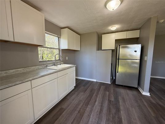 Interior, Kitchen, Stainless Steel Appliances, Wood Texture Flooring