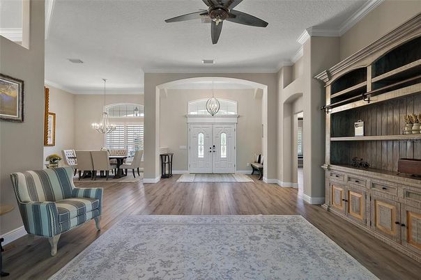 Chandelier, Dining room, Interior, Pendant Lights, Wood Texture Flooring