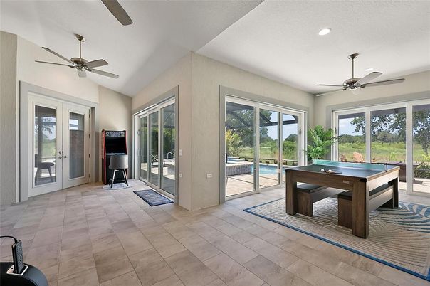 Billiard Table, Game Room, Interior, Recessed Lighting