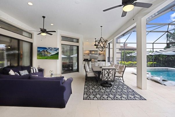 Dining room, Glass Ceilings, Interior, Living room, Pendant Lights, Pool, Recessed Lighting, Sun Room