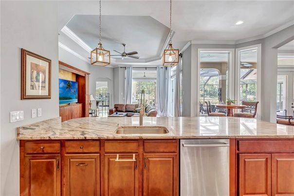 Dining room, Interior, Kitchen, Pendant Lights, Recessed Lighting, Stainless Steel Appliances