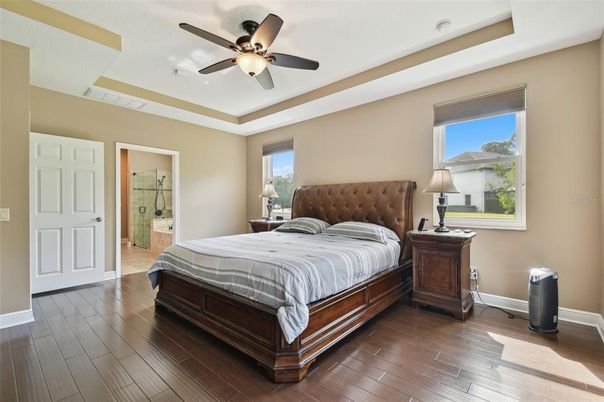 Bathroom, Bedroom, Glass Shower, Interior, Wood Texture Flooring