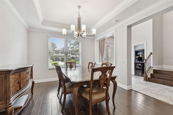 Chandelier, Dining room, Interior, Wood Texture Flooring