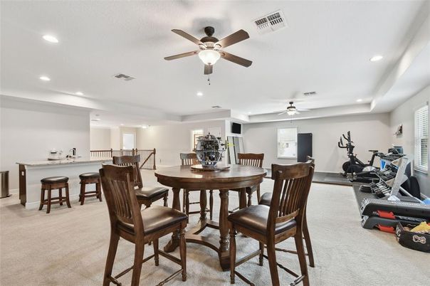 Dining room, Fitness Equipment, Interior, Recessed Lighting