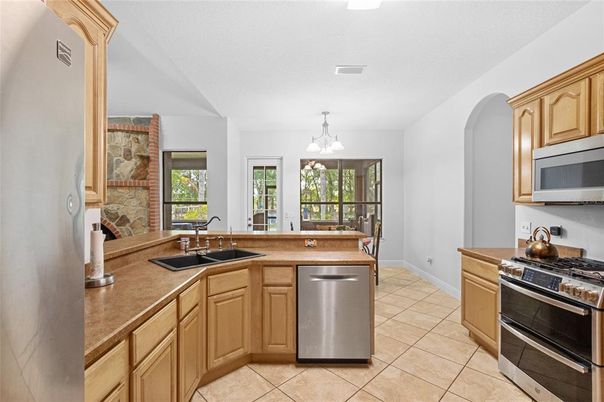 Interior, Kitchen, Pendant Lights, Stainless Steel Appliances