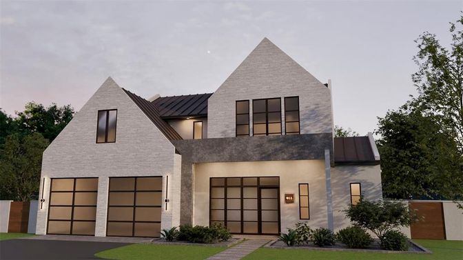 Attached, Exterior, Facade, Brick Traditional