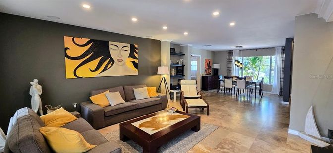 Dining room, Interior, Living room, Pendant Lights, Recessed Lighting