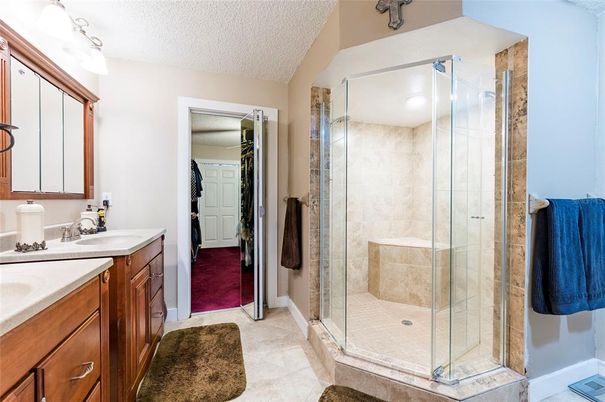 Bathroom, Dual Sink Vanities, Glass Shower, Interior, Recessed Lighting