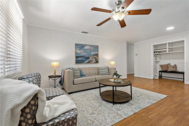 Interior, Living room, Recessed Lighting, Wood Texture Flooring