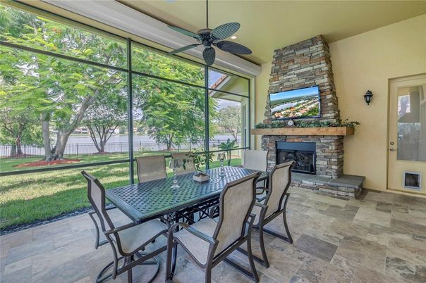 Dining room, Fireplace, Interior, Sun Room