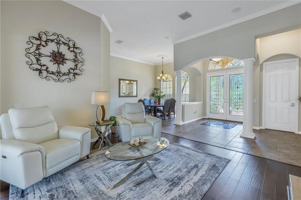 Chandelier, Dining room, Interior, Wood Texture Flooring
