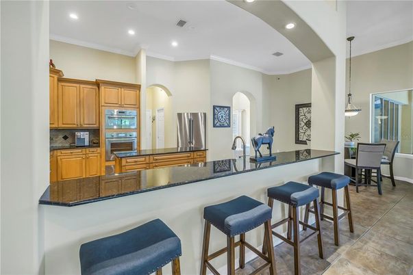 Dining room, Interior, Kitchen, Pendant Lights, Recessed Lighting, Stainless Steel Appliances