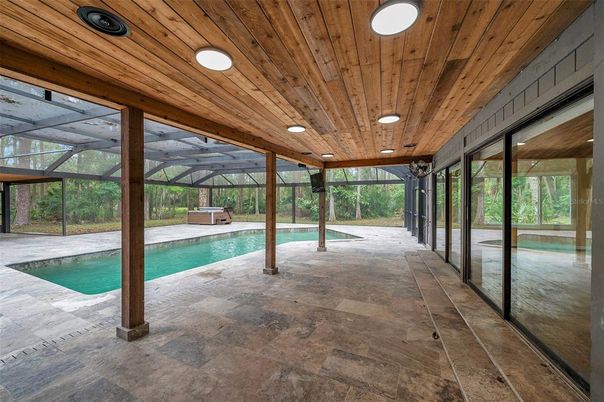 Glass Ceilings, Interior, Pool, Recessed Lighting, Sun Room, Wooden Ceilings