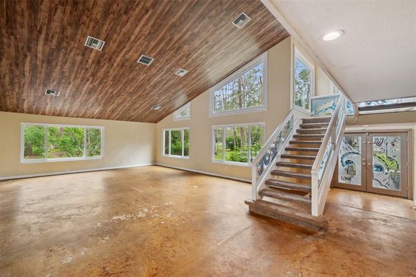 Empty room, Interior, Recessed Lighting, Wooden Ceilings