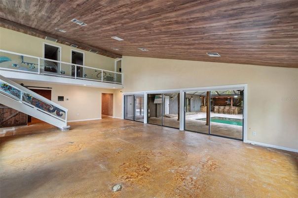 Empty room, Interior, Recessed Lighting, Wooden Ceilings
