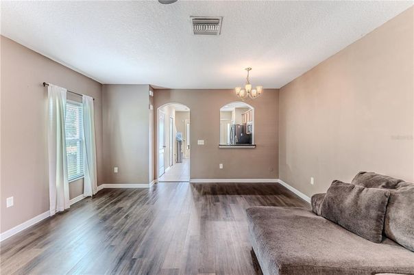 Chandelier, Empty room, Interior, Wood Texture Flooring