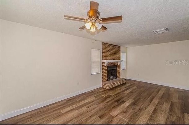 Empty room, Fireplace, Interior, Wood Texture Flooring