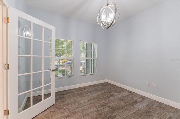 Empty room, Interior, Pendant Lights, Wood Texture Flooring