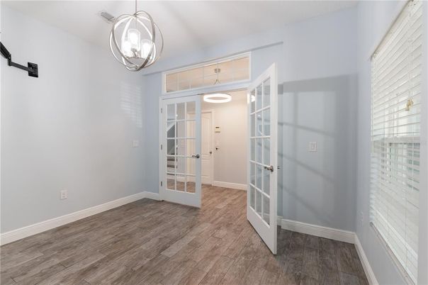 Empty room, Interior, Pendant Lights, Wood Texture Flooring