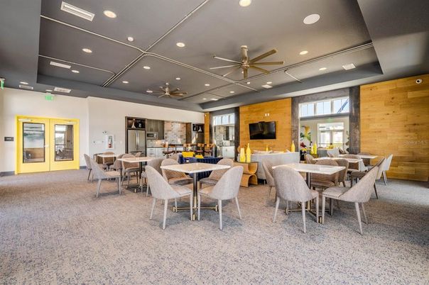 Dining room, Interior, Recessed Lighting, Wooden Walls