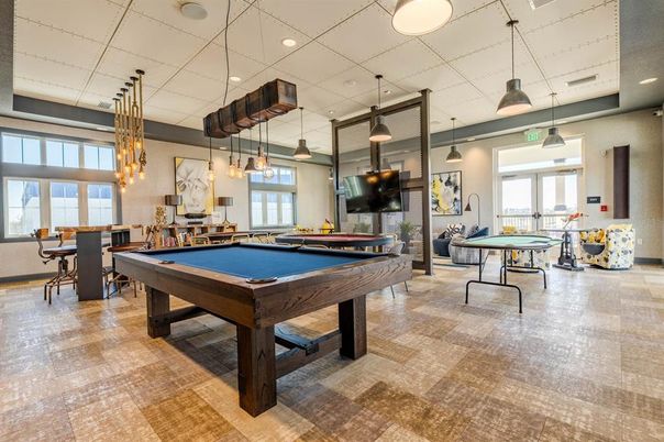 Billiard Table, Game Room, Interior, Pendant Lights, Recessed Lighting