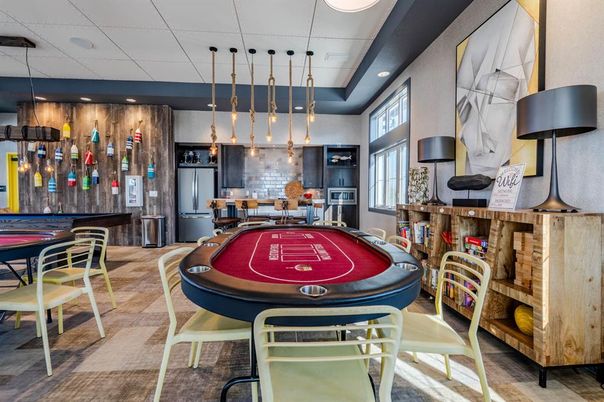 Billiard Table, Game Room, Interior, Pendant Lights, Recessed Lighting