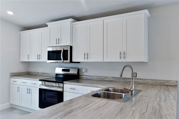 Interior, Kitchen, Marble, Recessed Lighting, Stainless Steel Appliances
