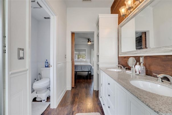 Bathroom, Bedroom, Dual Sink Vanities, Interior, Wood Texture Flooring