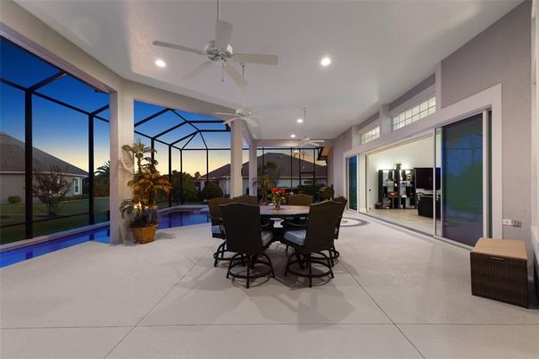 Dining room, Glass Ceilings, Interior, Pool, Recessed Lighting, Sun Room