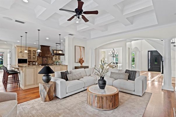 Interior, Kitchen, Living room, Pendant Lights, Recessed Lighting, Stainless Steel Appliances, Wood Texture Flooring