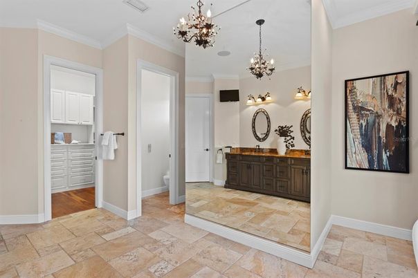 Bathroom, Chandelier, Interior