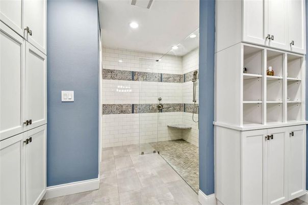 Bathroom, Glass Shower, Interior, Recessed Lighting