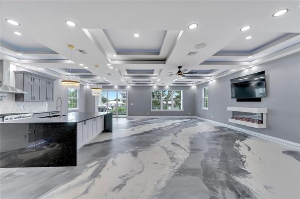 Chandelier, Interior, Kitchen, Marble, Pendant Lights, Recessed Lighting
